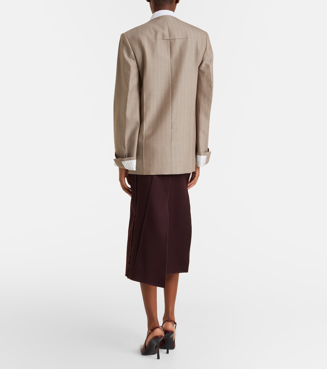 Falda midi de lana virgen drapeada | Victoria Beckham