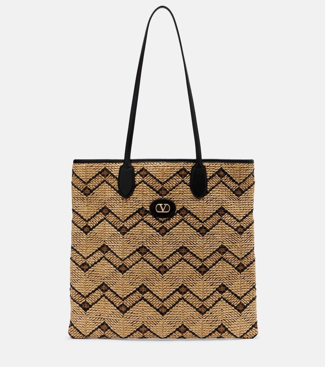 VLogo N/S Medium raffia tote bag | Valentino Garavani