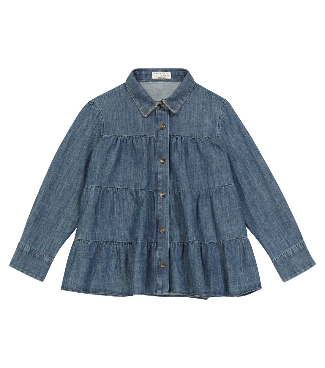 Tiered denim blouse | Brunello Cucinelli Kids