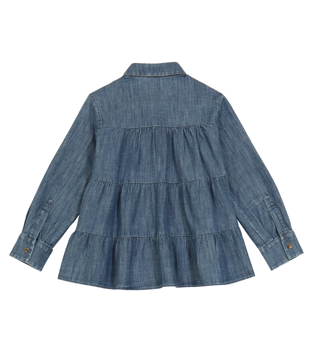 Tiered denim blouse | Brunello Cucinelli Kids