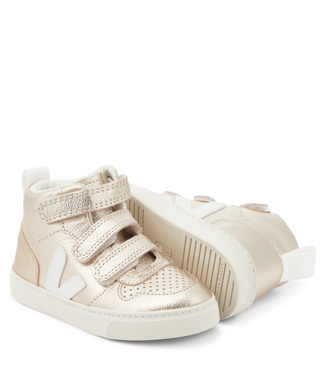 Baskets V-10 Mid en cuir métallisé | Veja Kids