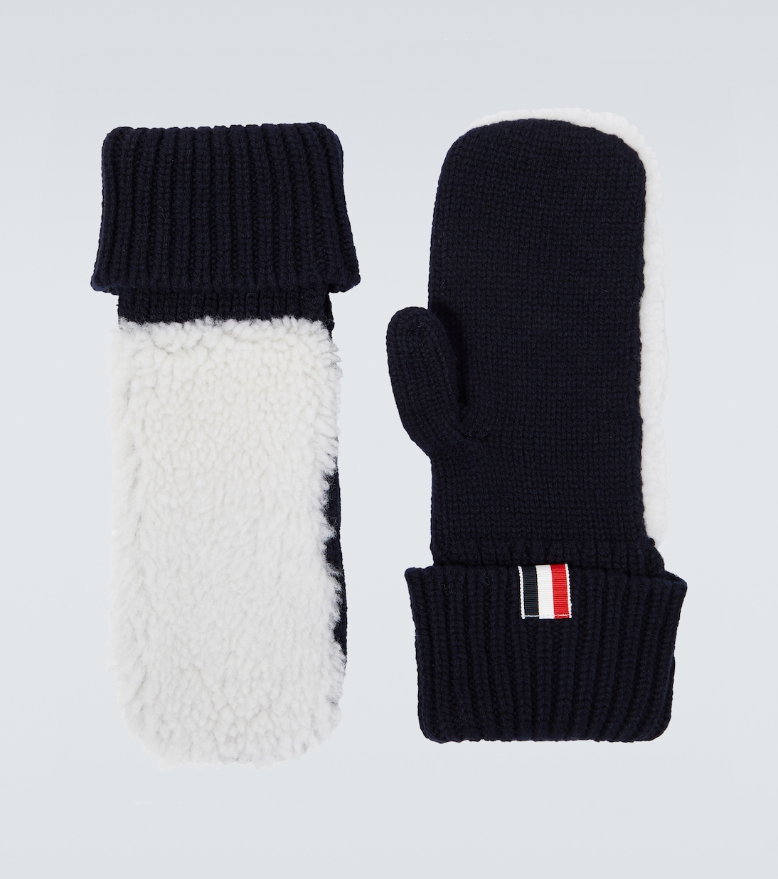 Shearling-trimmed wool mittens | Thom Browne