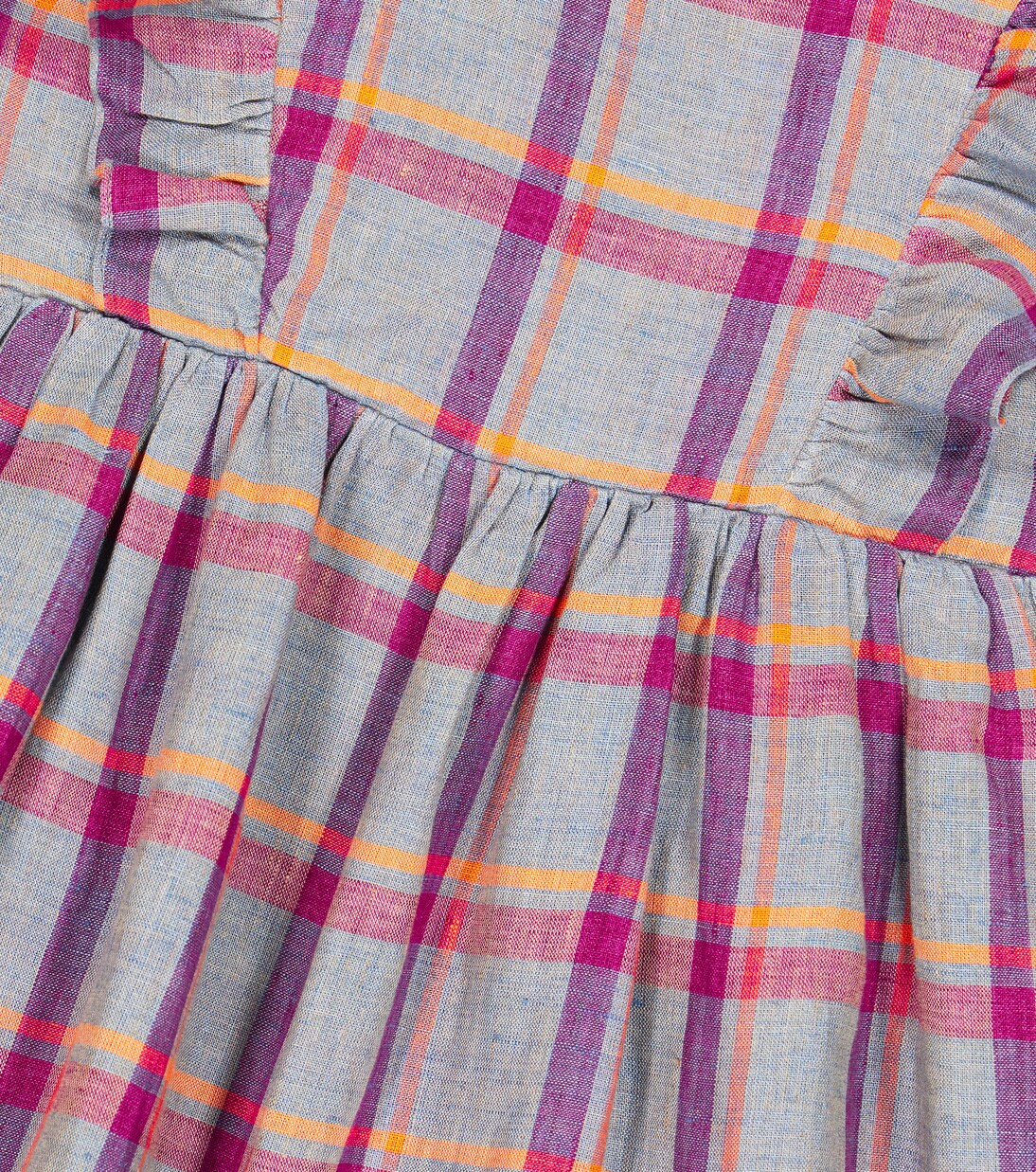 Carole checked linen dress | Bonpoint