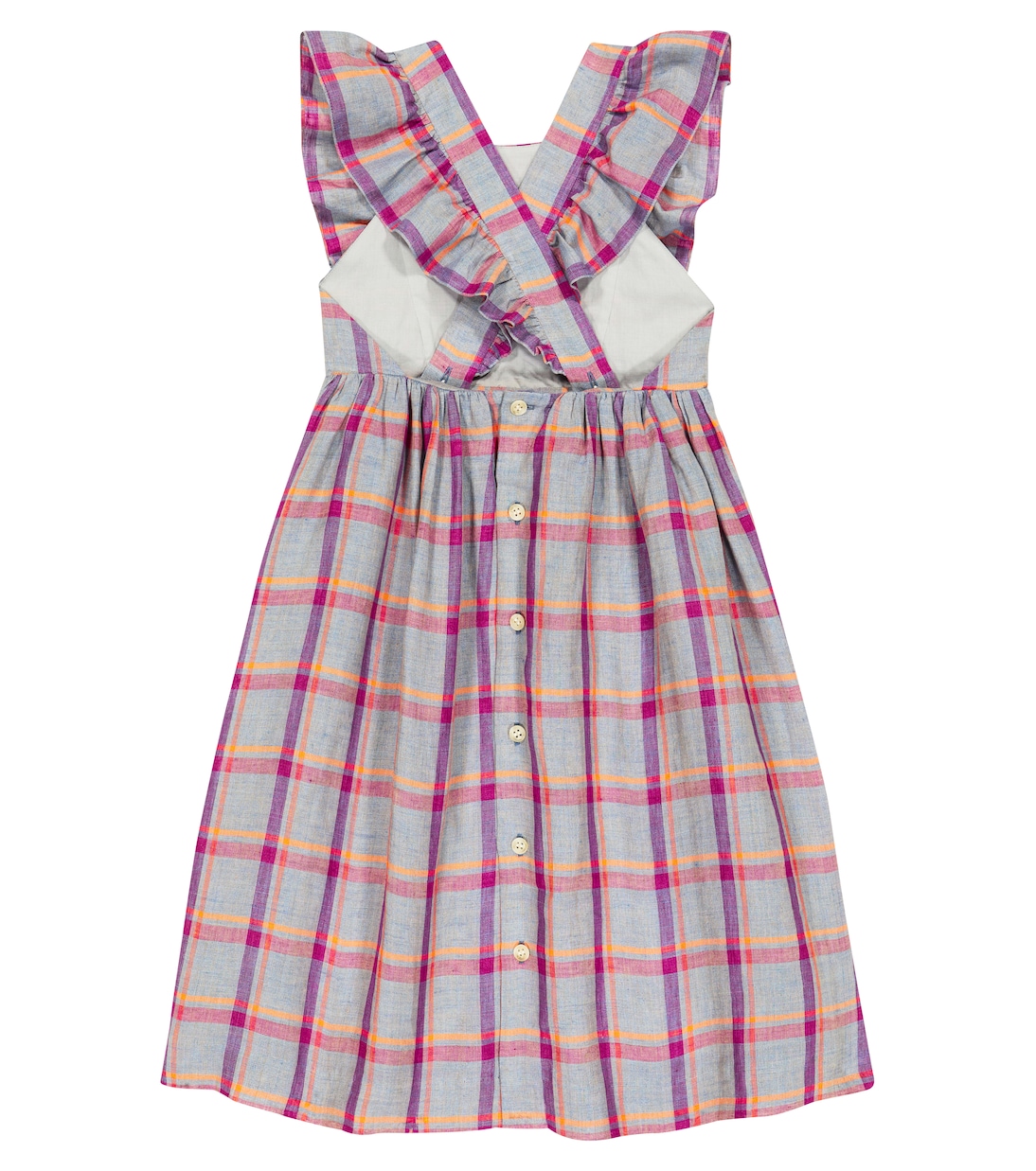 Carole checked linen dress | Bonpoint