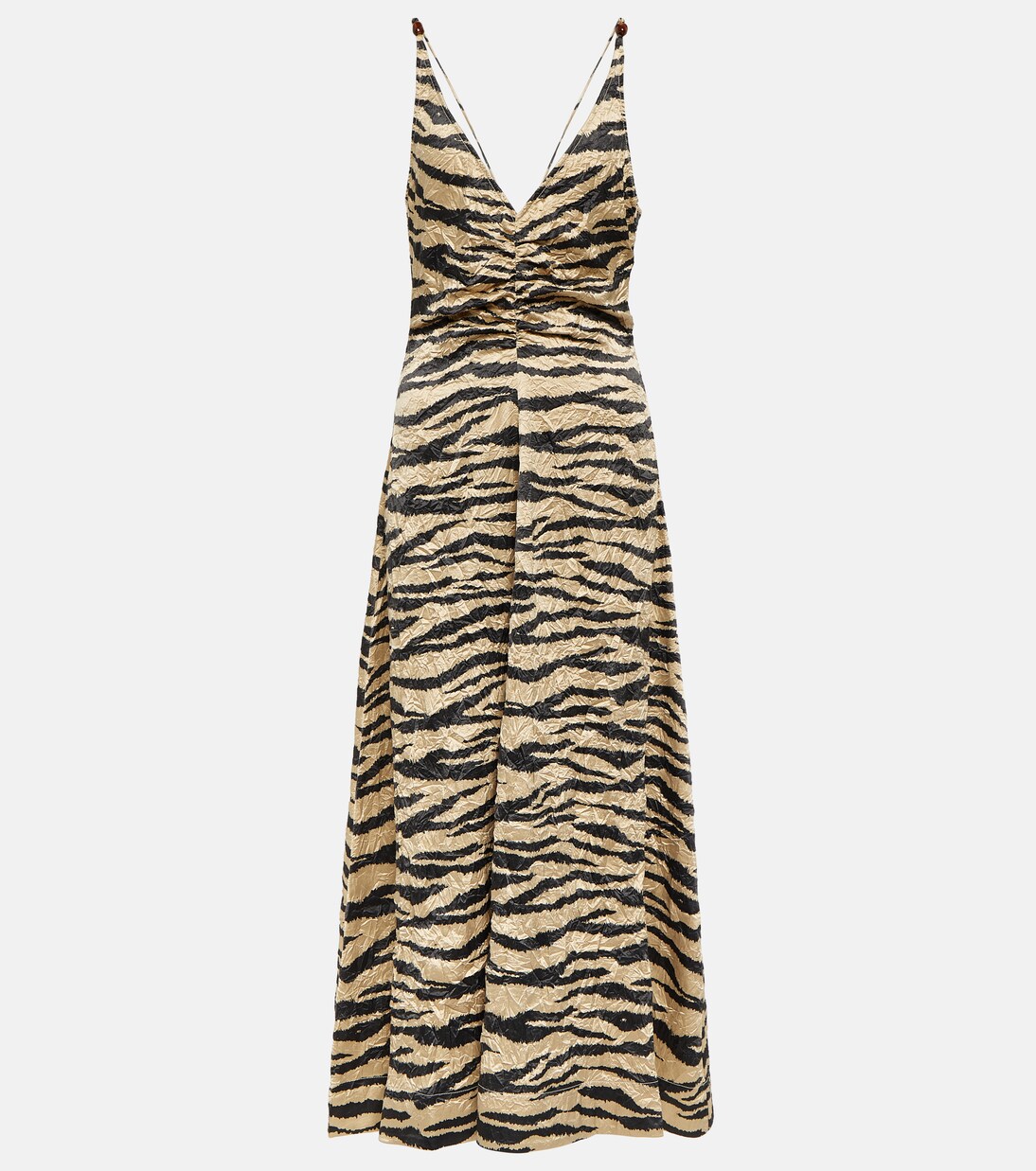 Robe midi imprimée en satin | Ganni