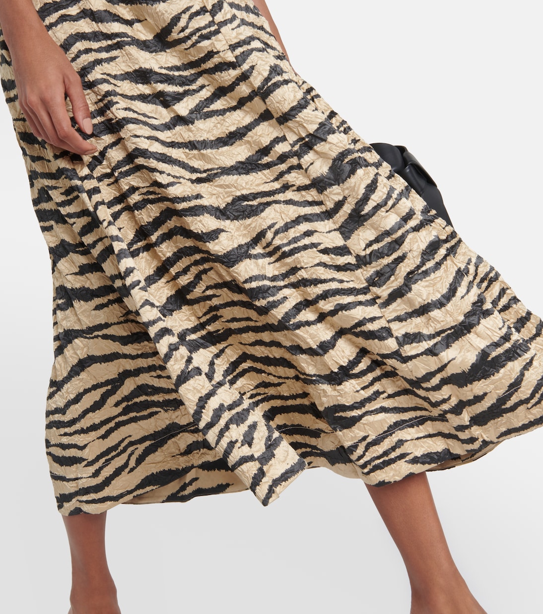 Robe midi imprimée en satin | Ganni