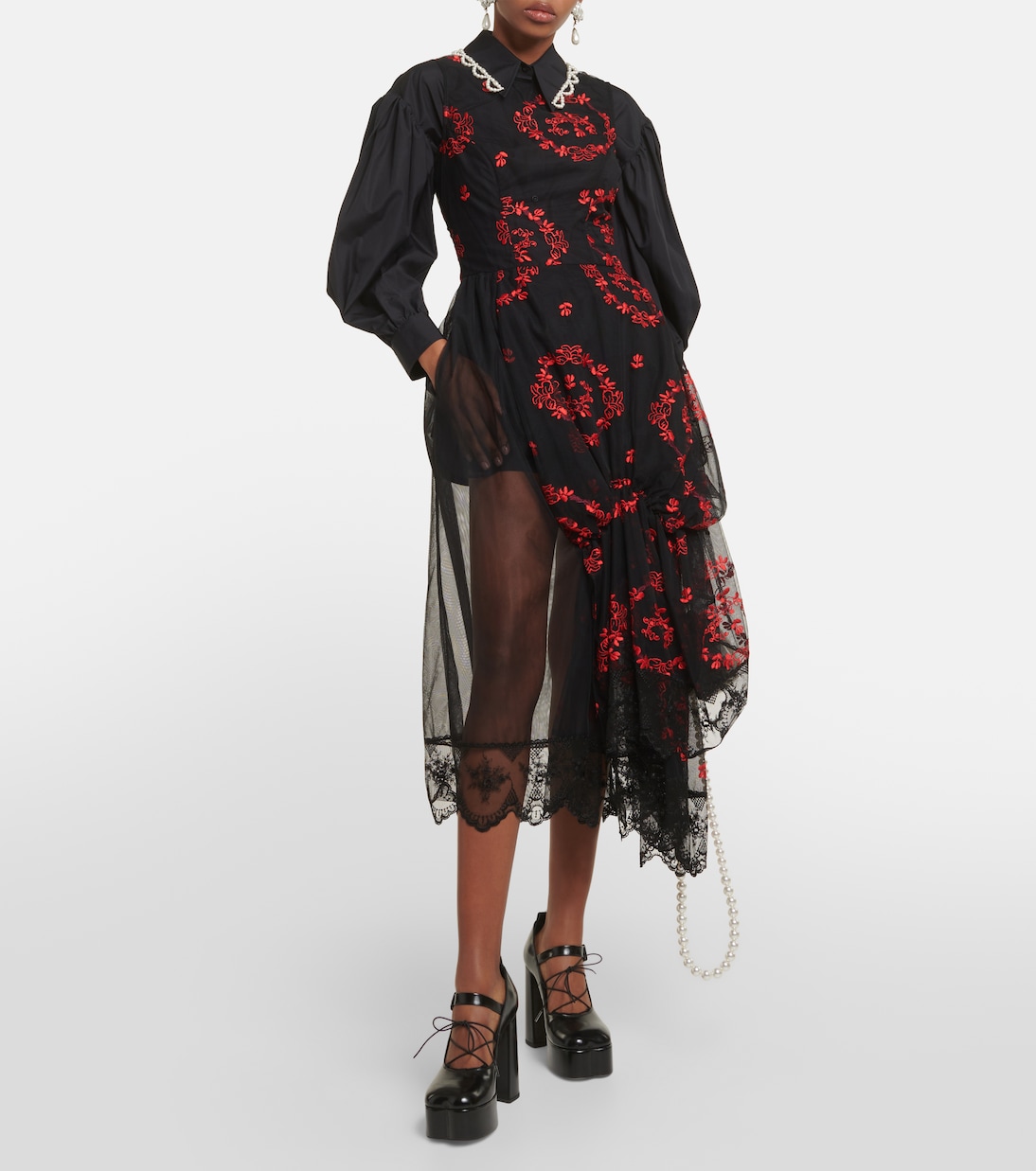 Besticktes Midikleid aus Tüll | Simone Rocha