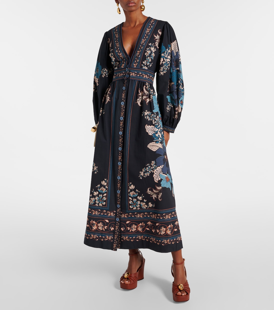 Robe midi Blossom Tapestry en coton | Farm Rio