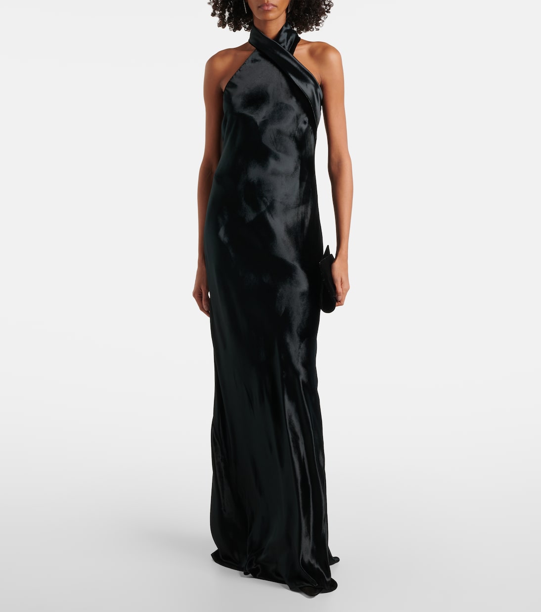 Pandora halterneck satin gown | Galvan
