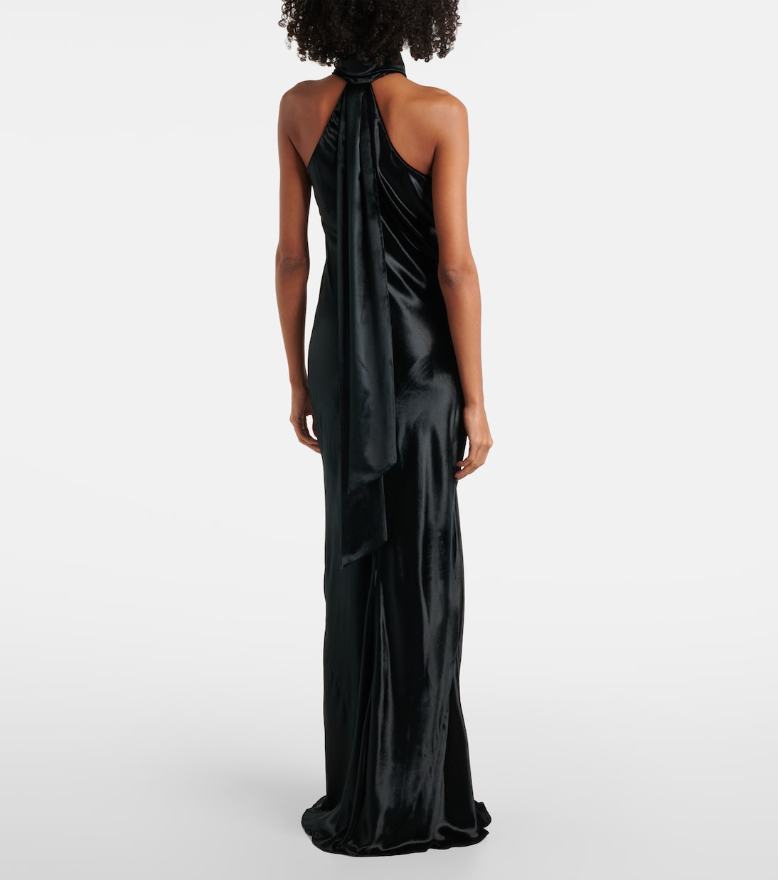 Pandora halterneck satin gown | Galvan