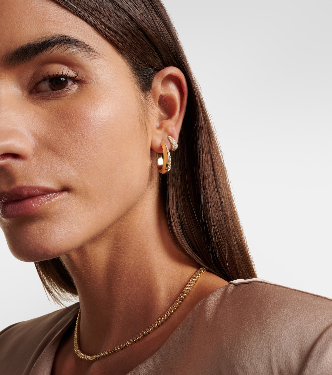 Pendientes de aro de oro de 18 ct con diamantes | Anita Ko