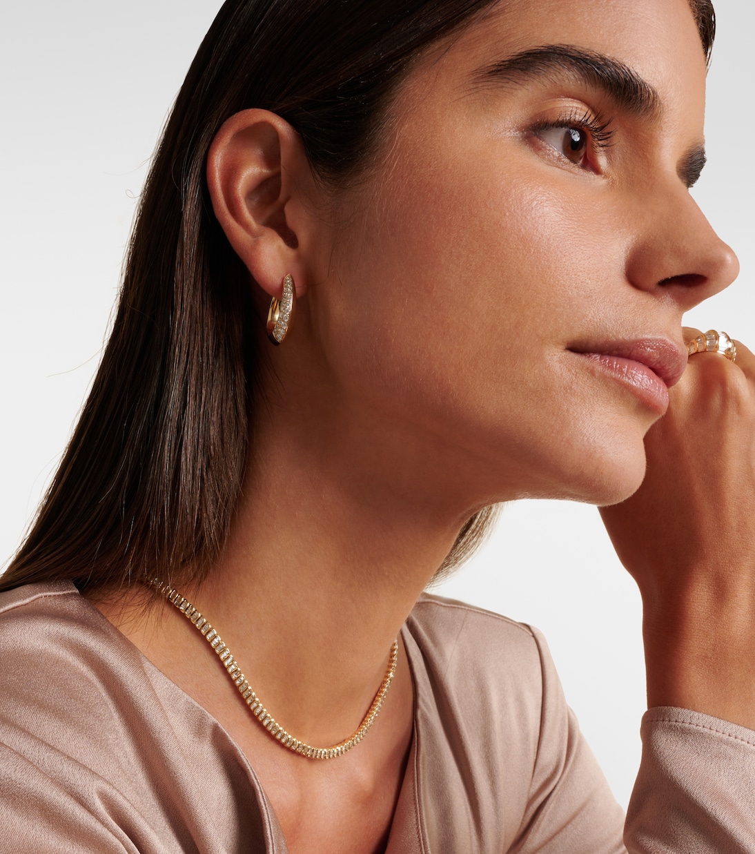 Pendientes de aro de oro de 18 ct con diamantes | Anita Ko