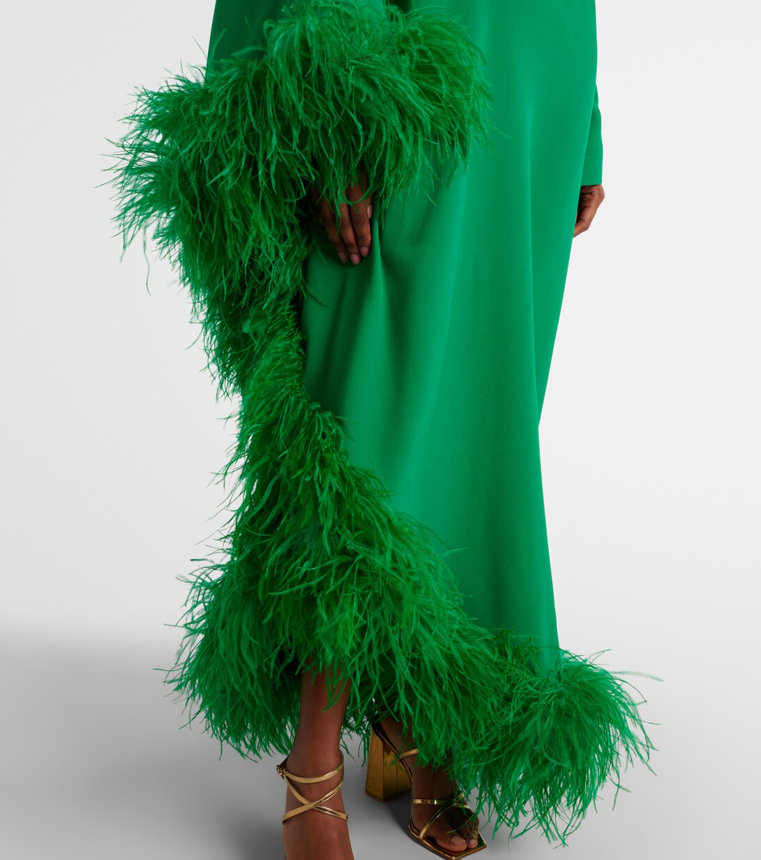 Ubud Extravaganza feather-trimmed gown in green - Taller Marmo | Mytheresa