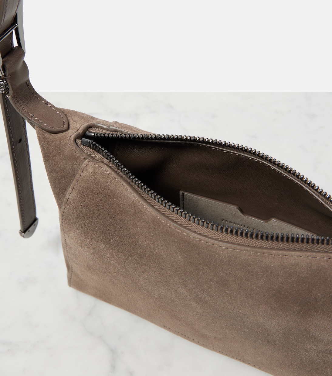 Duo Small suede shoulder bag | Brunello Cucinelli