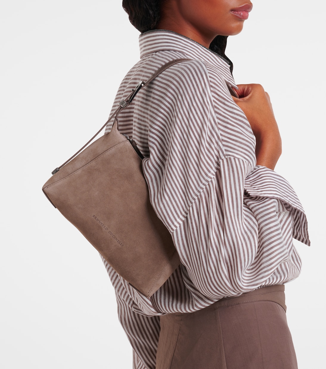 Duo Small suede shoulder bag | Brunello Cucinelli