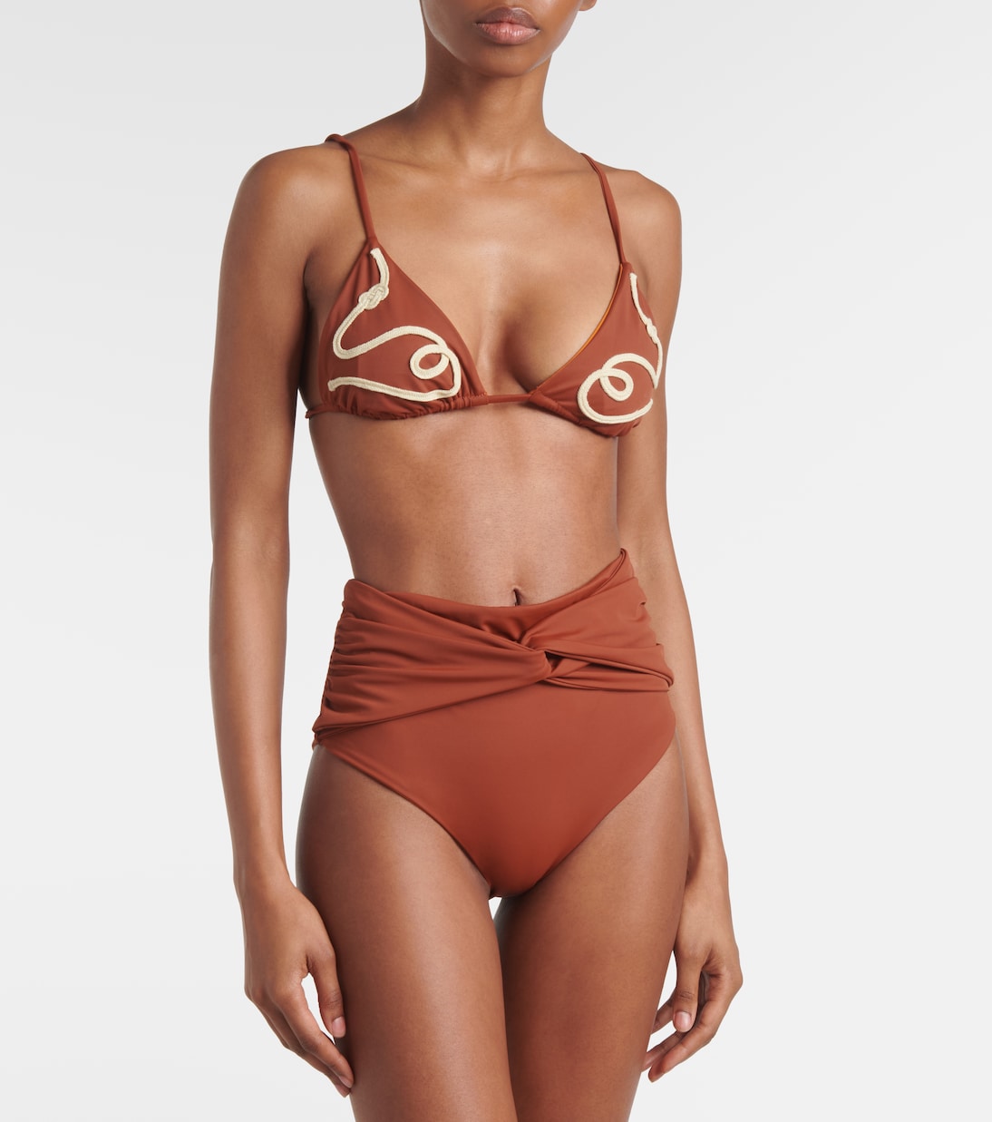 Braga de bikini de tiro alto fruncida | Johanna Ortiz