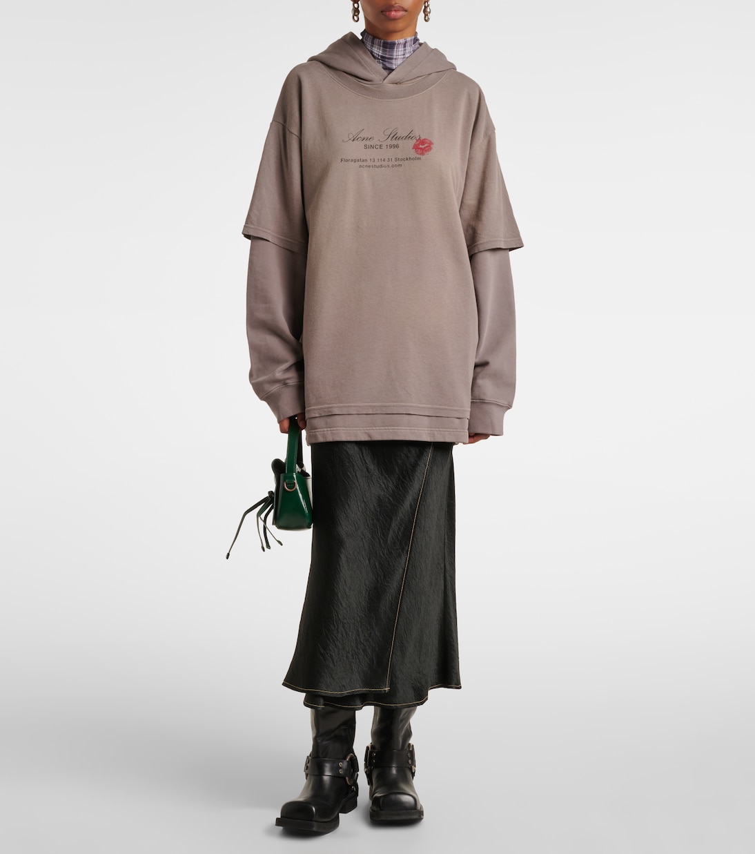 Printed cotton jersey hoodie | Acne Studios