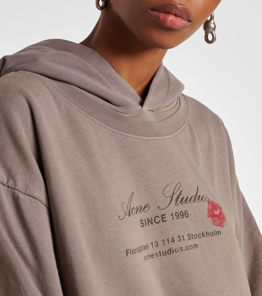 Printed cotton jersey hoodie | Acne Studios