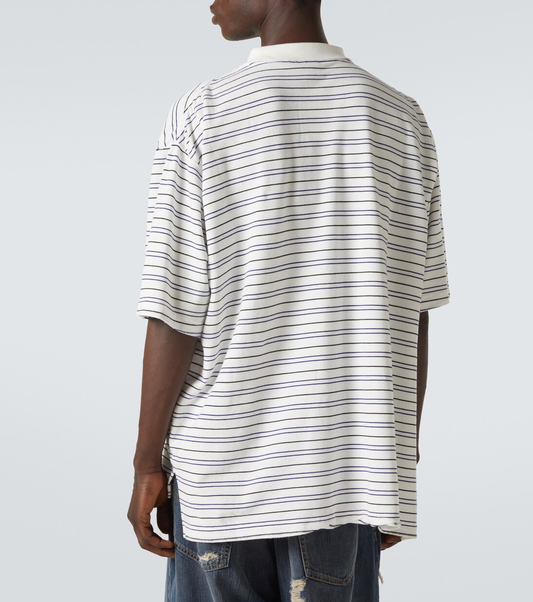 Polo BB Laurel en piqué de algodón a rayas | Balenciaga