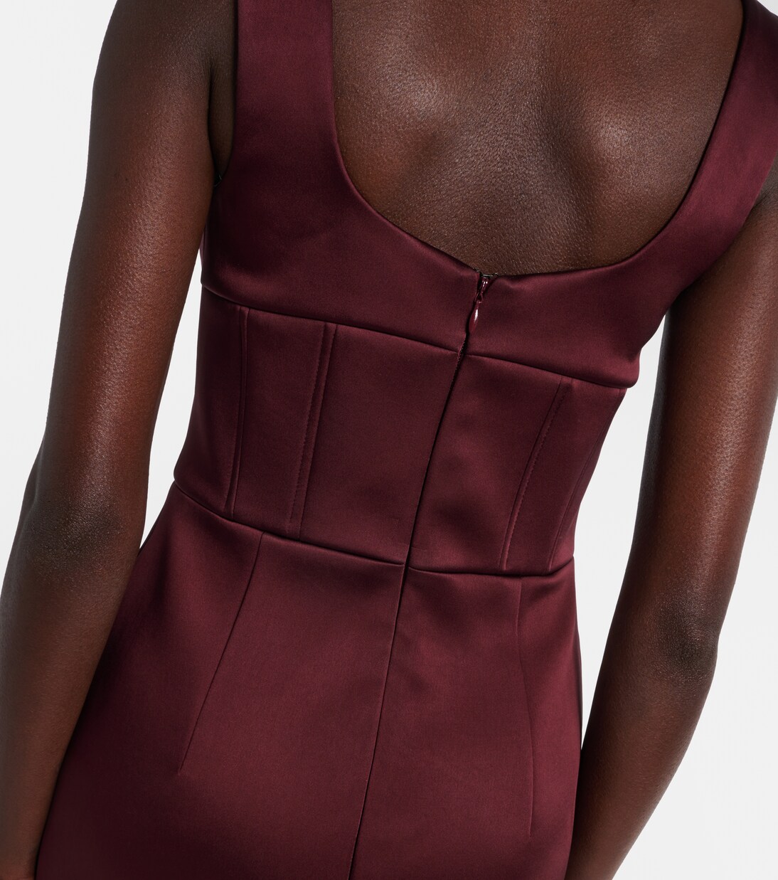 Robe midi Merlot en satin | Rebecca Vallance