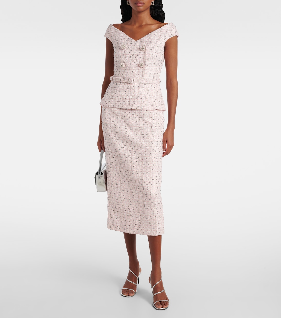 Embellished bouclé midi dress | Self-Portrait