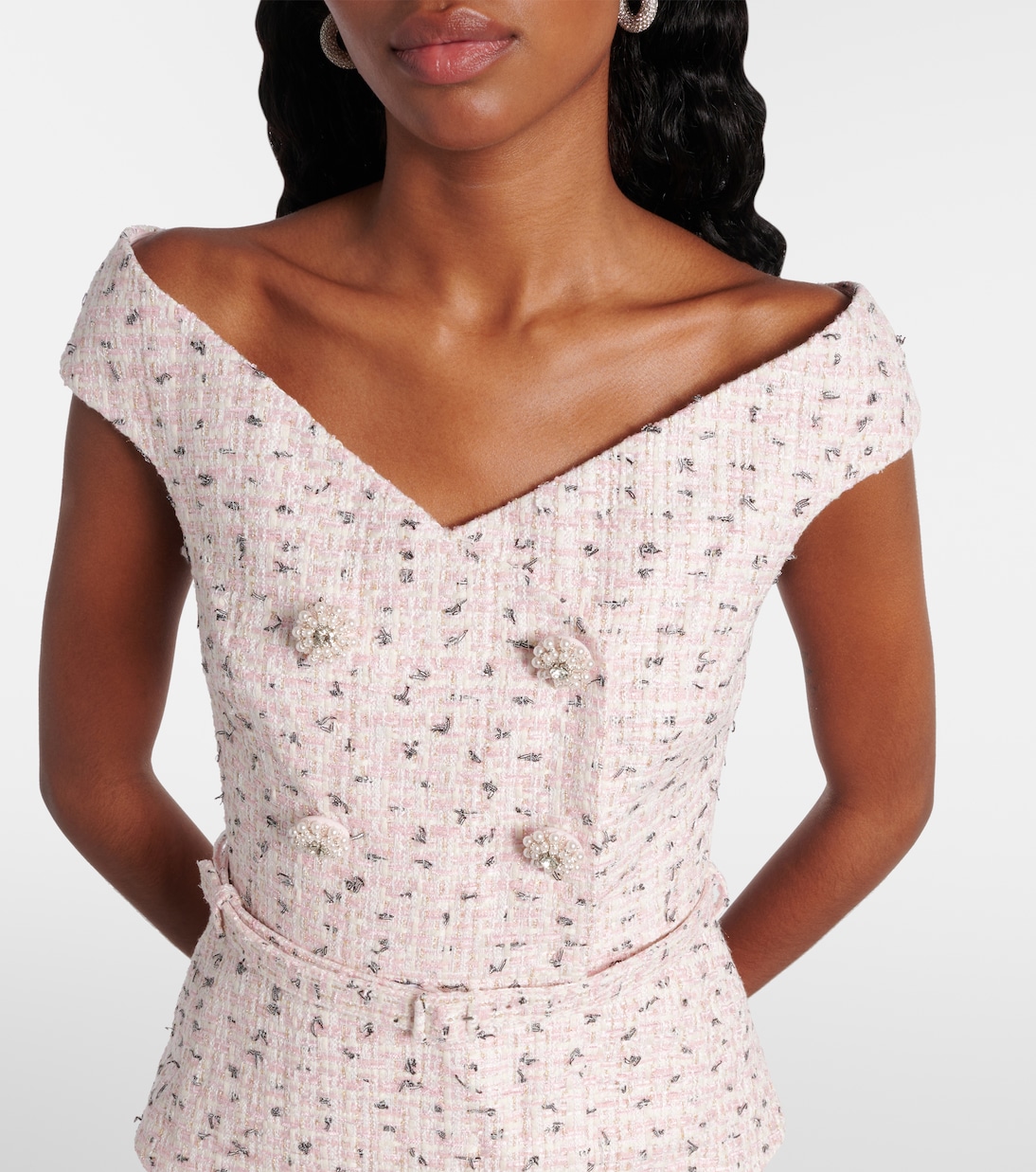 Embellished bouclé midi dress | Self-Portrait