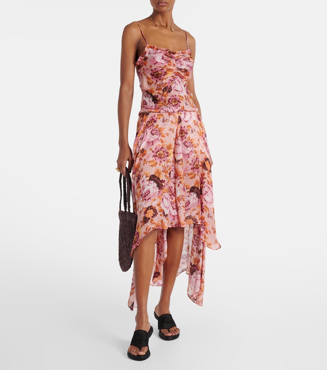 Falda midi asimétrica de seda floral | Chloé