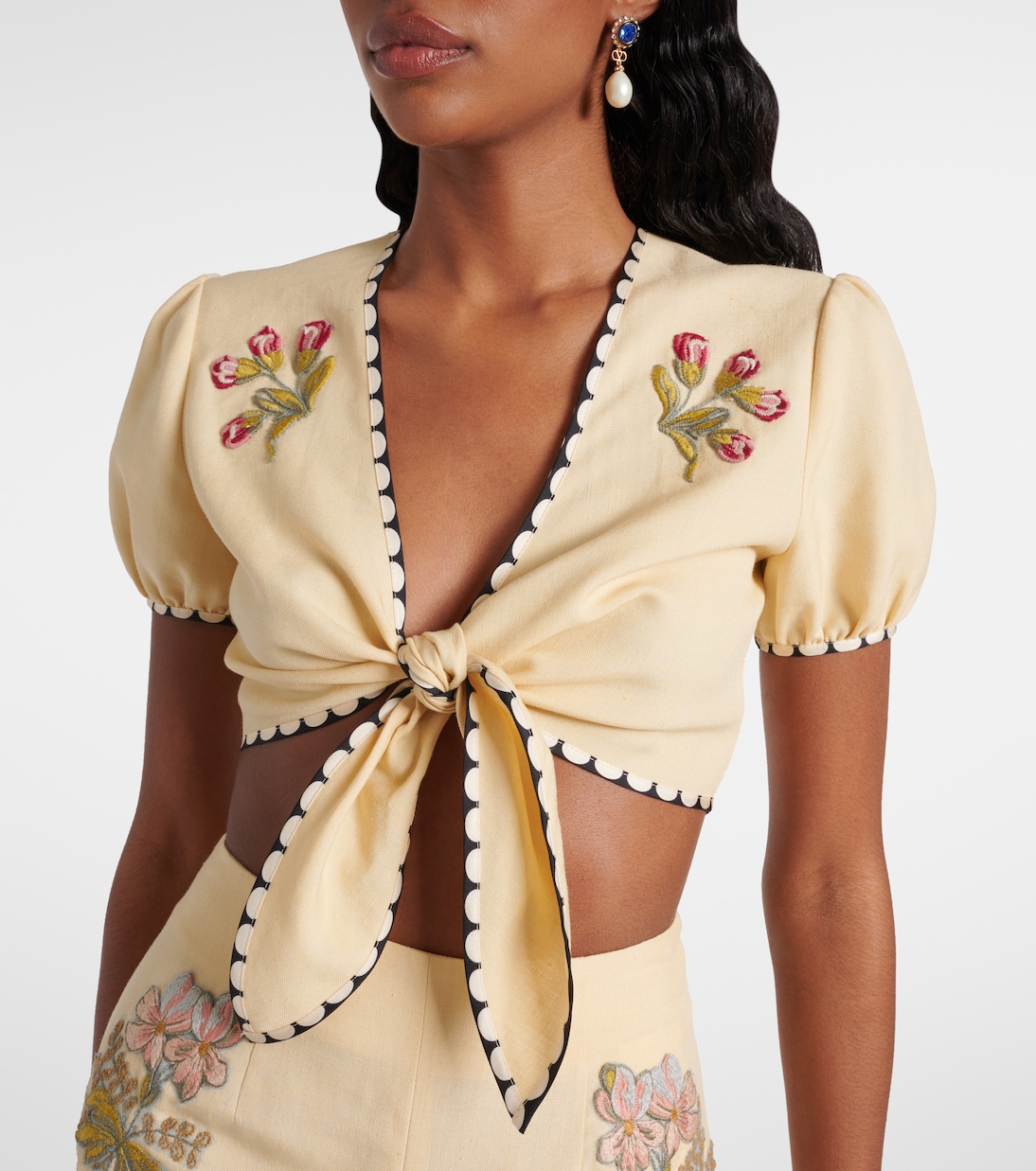 Top cropped Plus De Pois con ricamo | Valentino