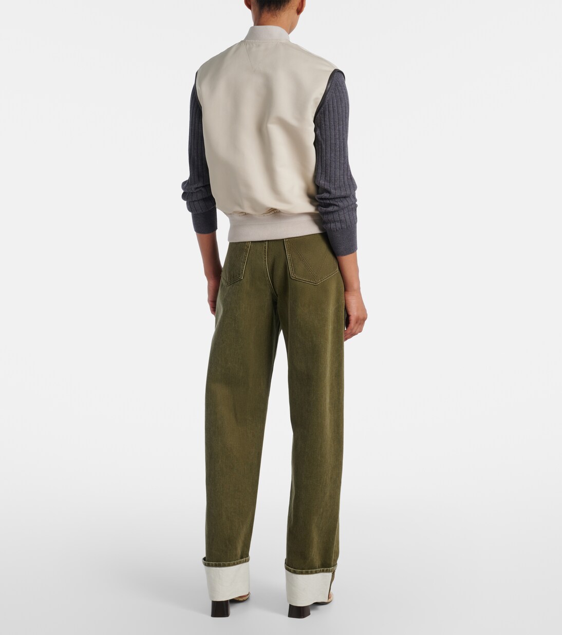 Gilet in cotone e seta con pelle | Bottega Veneta