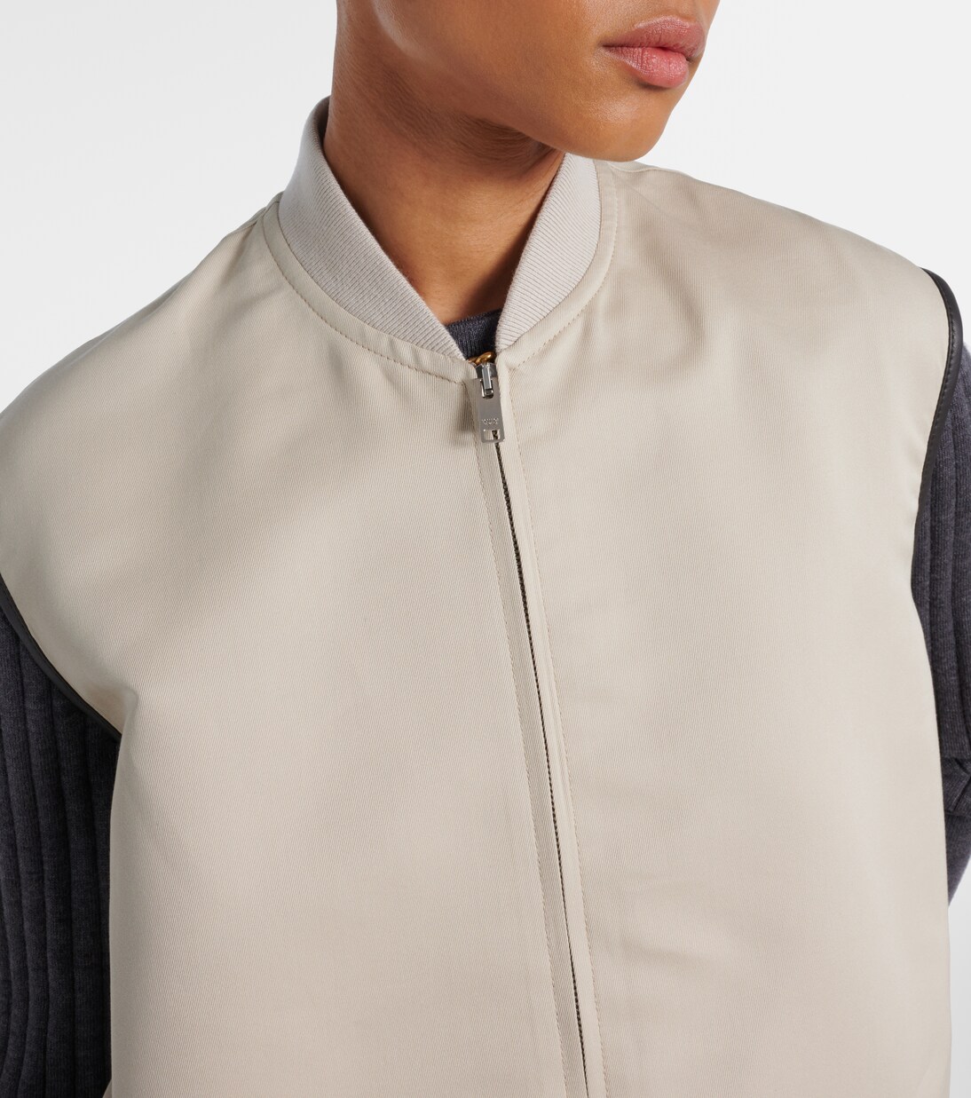 Gilet in cotone e seta con pelle | Bottega Veneta