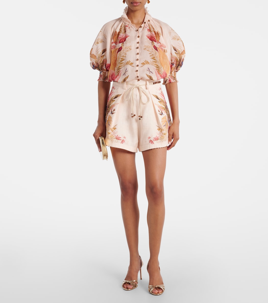 Ascension beaded floral linen shorts | Zimmermann