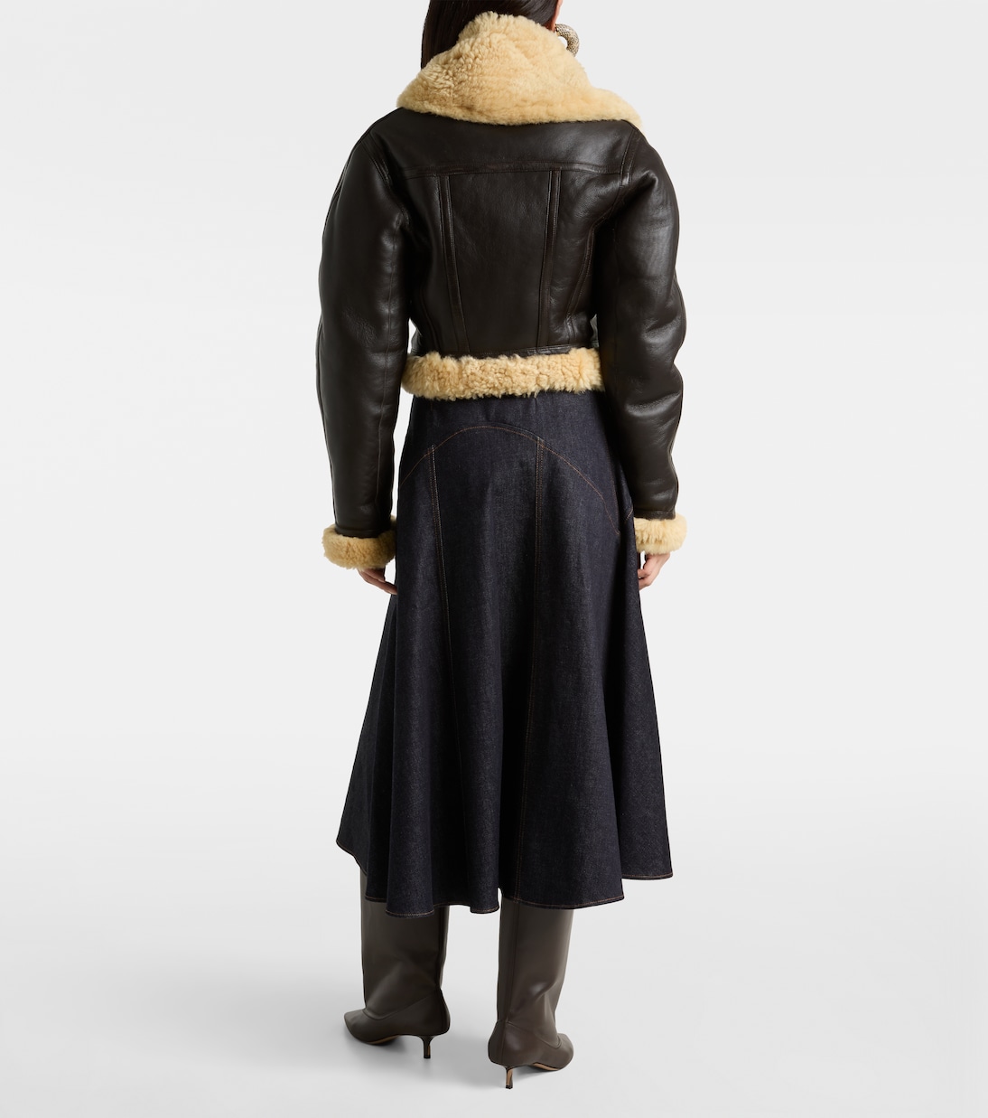 Aviatore cropped shearling-trimmed leather jacket | Jacquemus