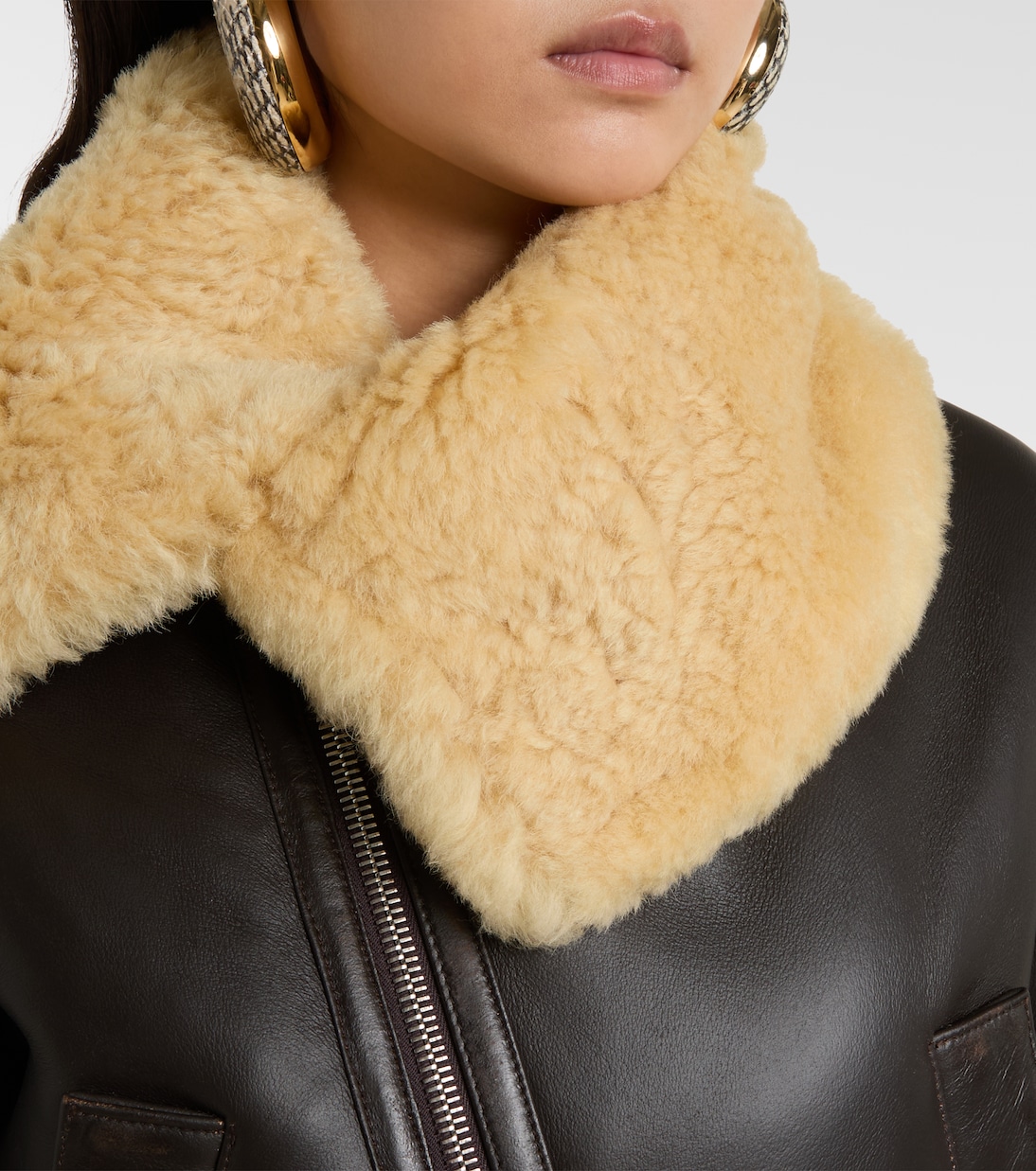 Aviatore cropped shearling-trimmed leather jacket | Jacquemus