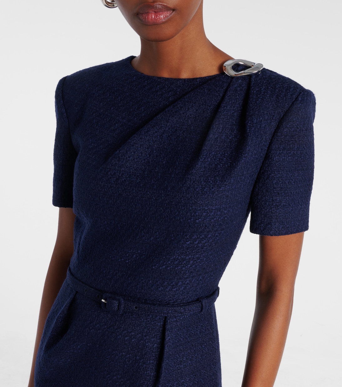 Belted bouclé midi dress | Roland Mouret