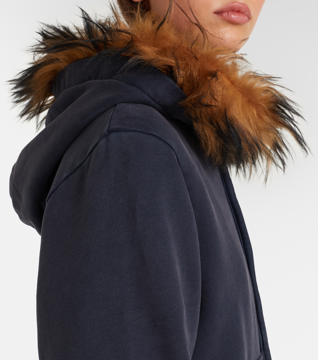Shearling-trimmed cotton jersey hoodie | Acne Studios
