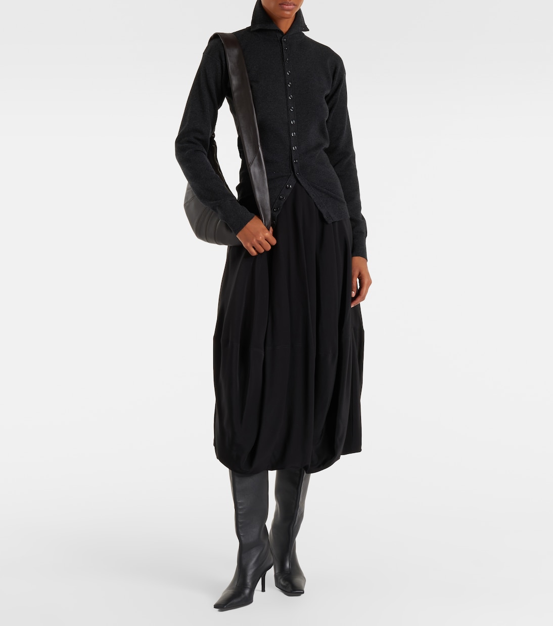 Falda midi de crepé de china de seda | Lemaire