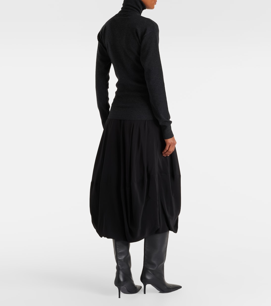 Falda midi de crepé de china de seda | Lemaire