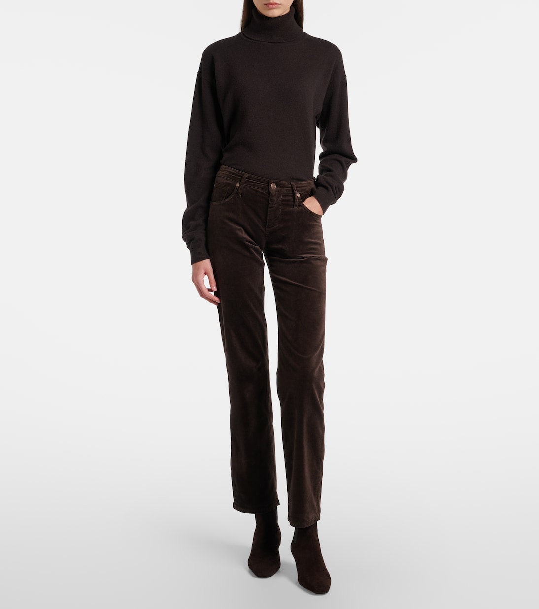 Calie Straight mid-rise cotton-blend velvet straight pants | 7 For All Mankind