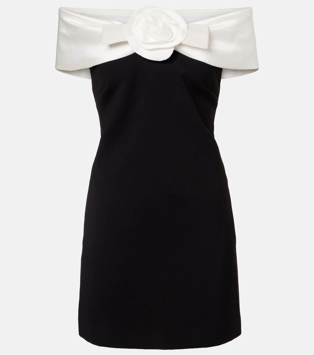 Floral-appliqué off-shoulder minidress | Self-Portrait