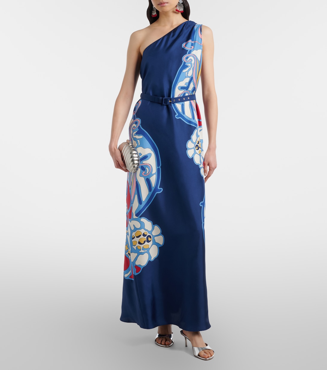 One-Shoulder-Maxikleid Roy aus Seiden-Twill | La DoubleJ