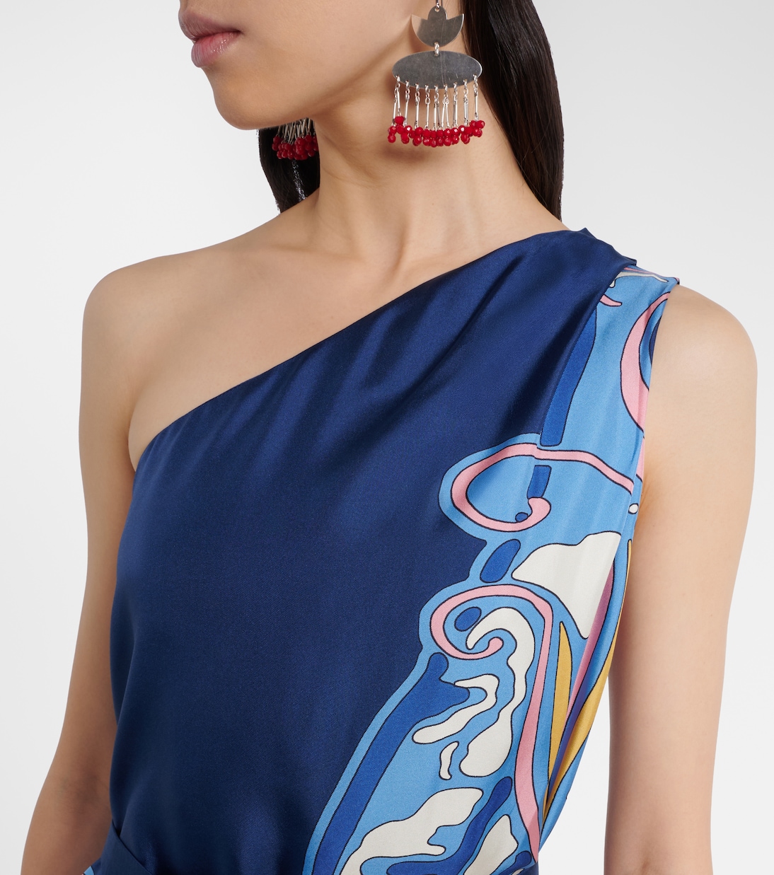 One-Shoulder-Maxikleid Roy aus Seiden-Twill | La DoubleJ