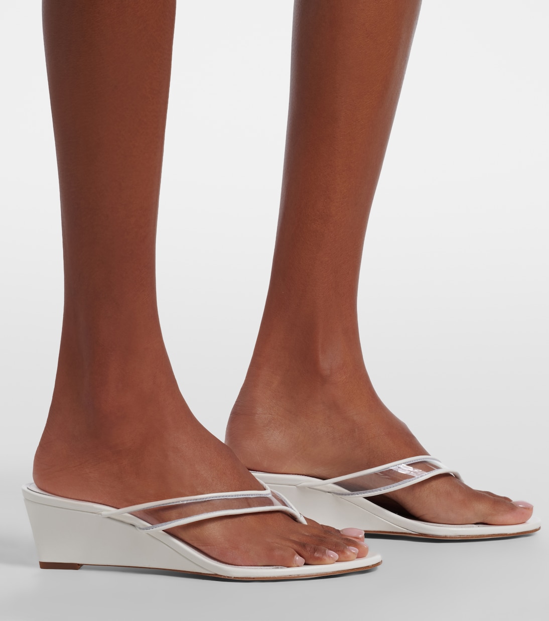 Clea leather-trimmed wedge thong sandals | Veronica Beard