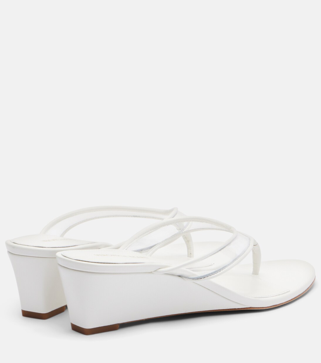 Clea leather-trimmed wedge thong sandals | Veronica Beard