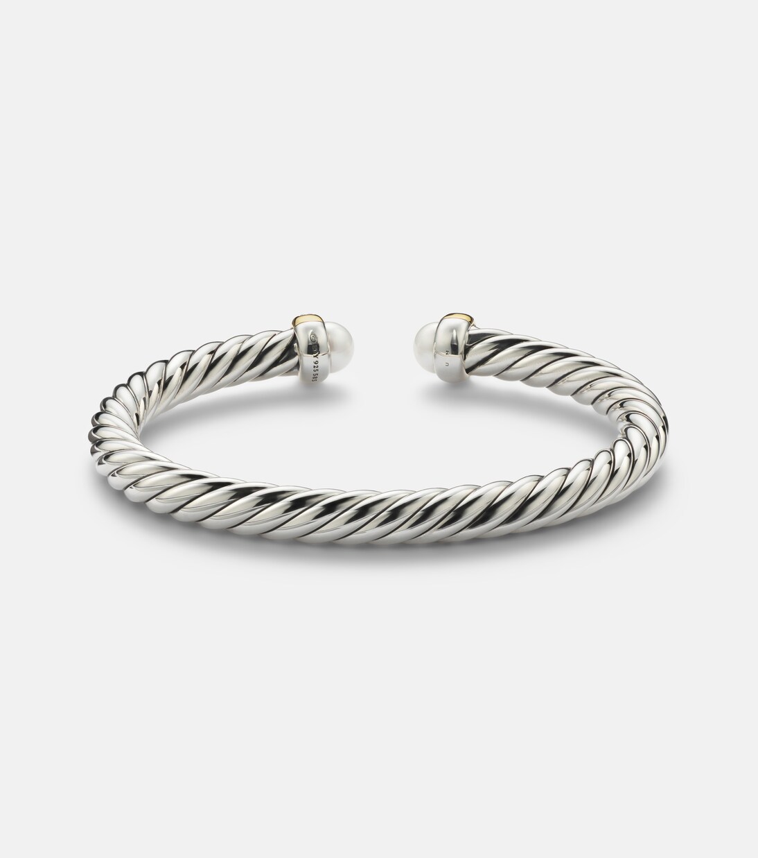 Cable Flex® sterling silver and 14kt gold cuff bracelet with diamonds and pearls | David Yurman