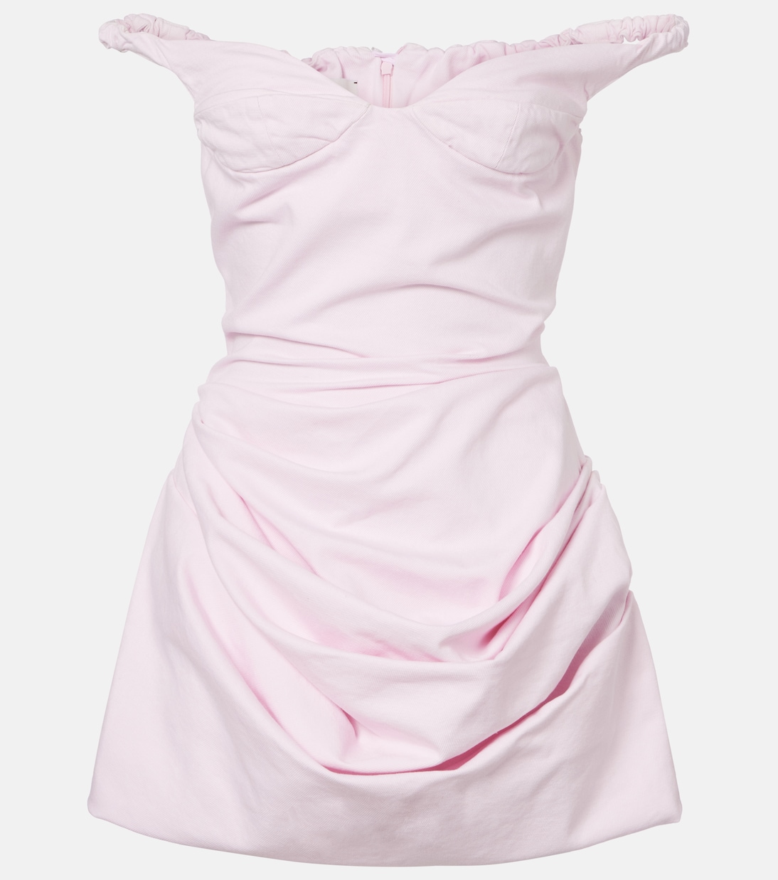 Gathered off-shoulder denim minidress | Magda Butrym