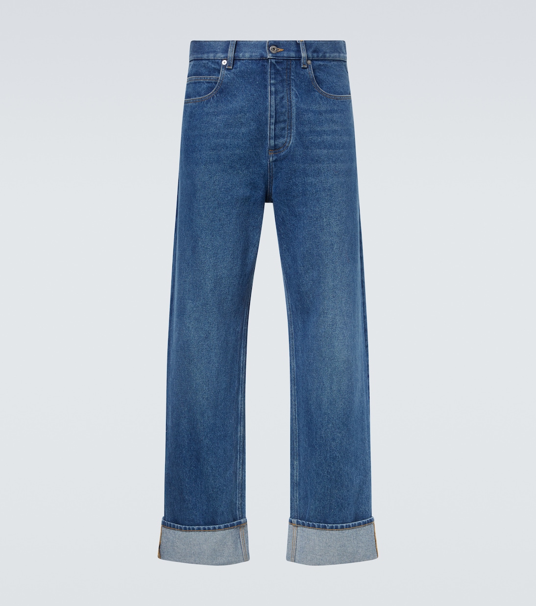 Leather-trimmed wide-leg jeans | Bottega Veneta