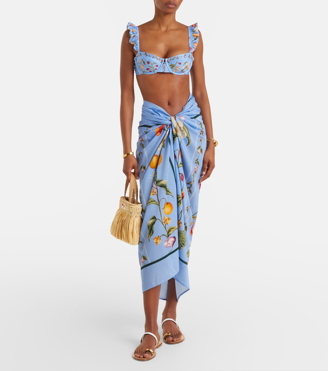 Pareo Lavanda de algodón y seda estampado | Agua by Agua Bendita