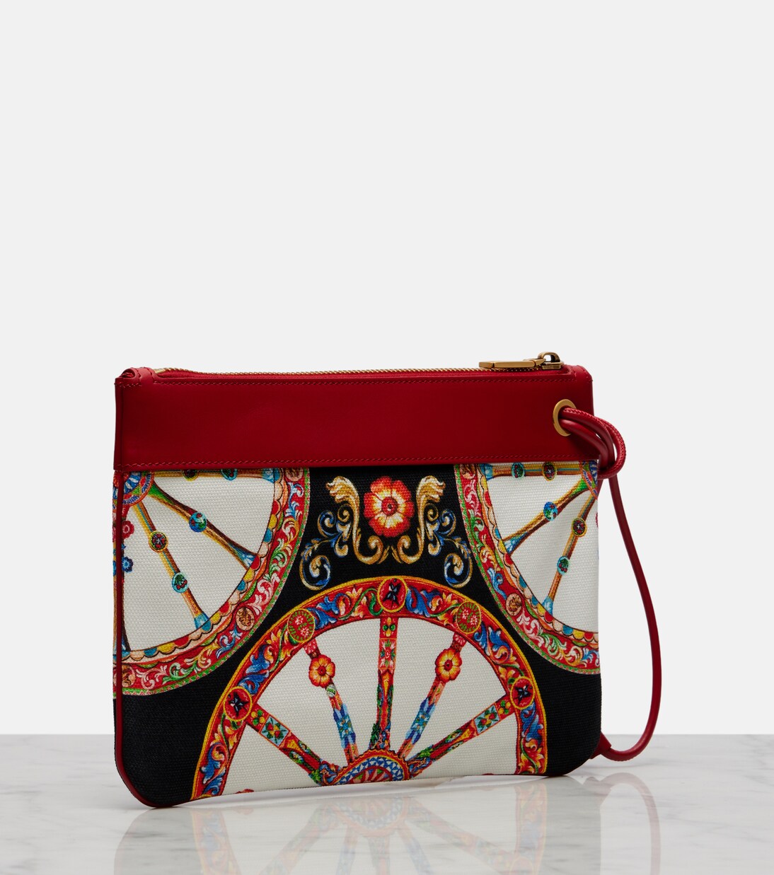 Small printed leather-trimmed canvas pouch | Dolce&Gabbana