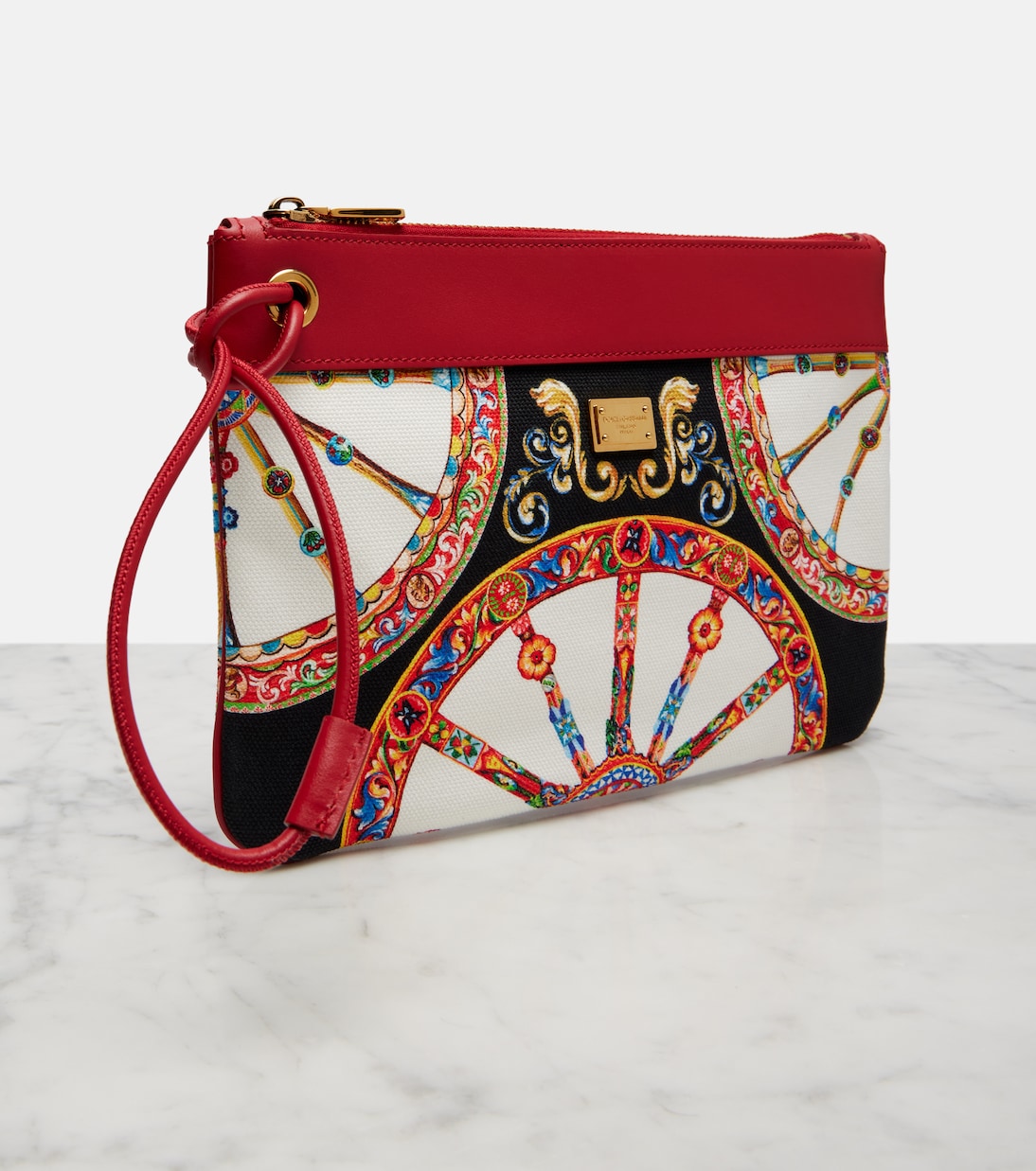 Small printed leather-trimmed canvas pouch | Dolce&Gabbana
