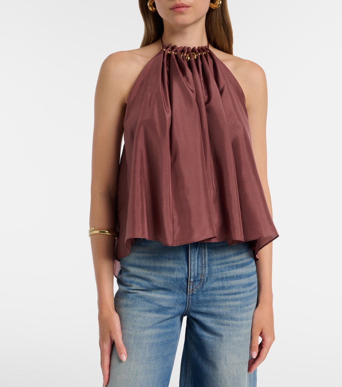 Aster beaded halterneck silk top | Zimmermann